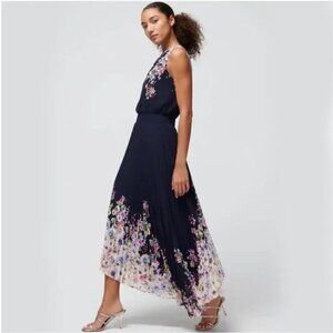 WHBM Sleeveless Smocked V-neck Pleated Midi Dress